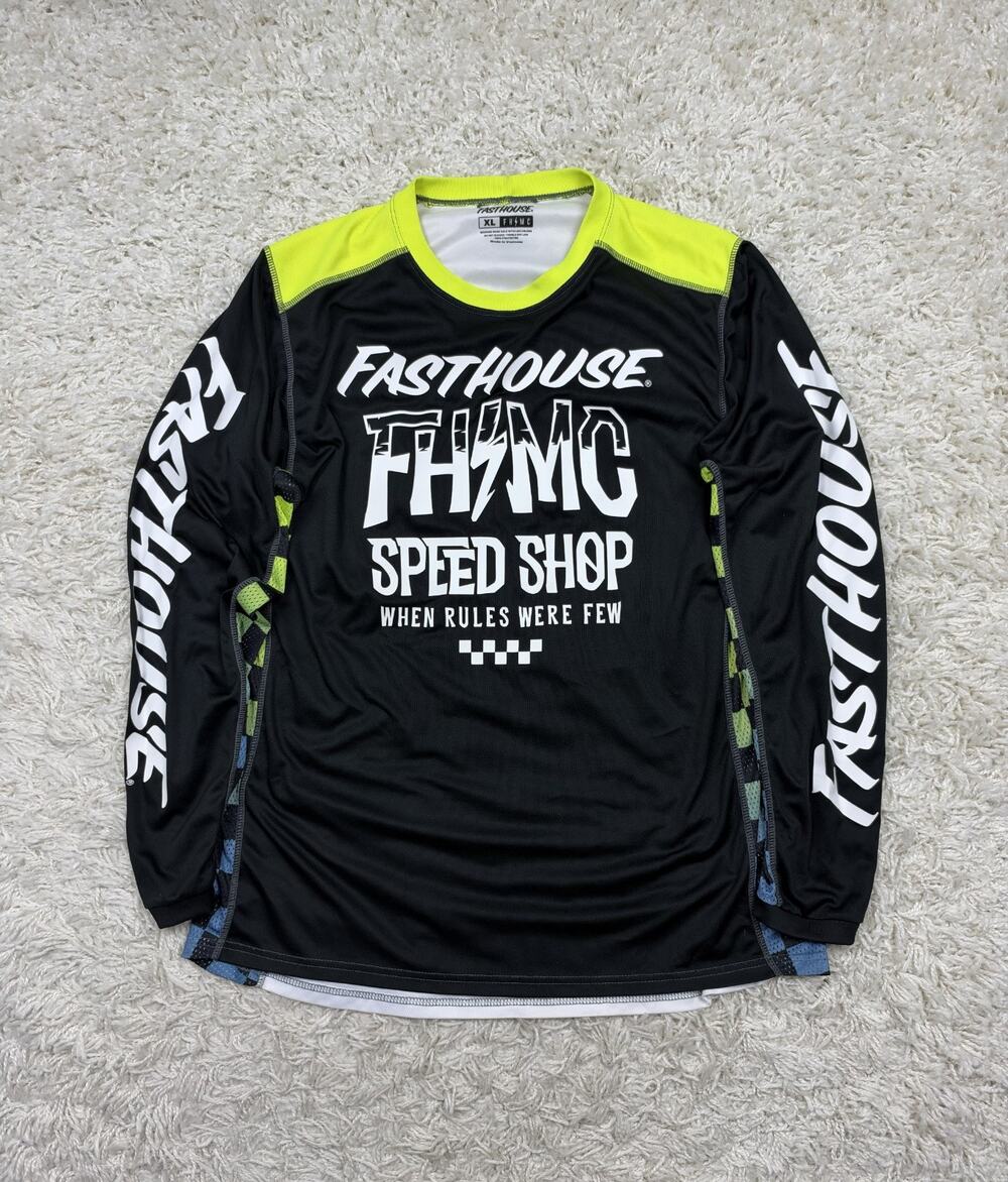 Fasthouse FHMC Speed Shop Motocross Jersey Mens XL Black Hi-Viz Long Sleeve MX